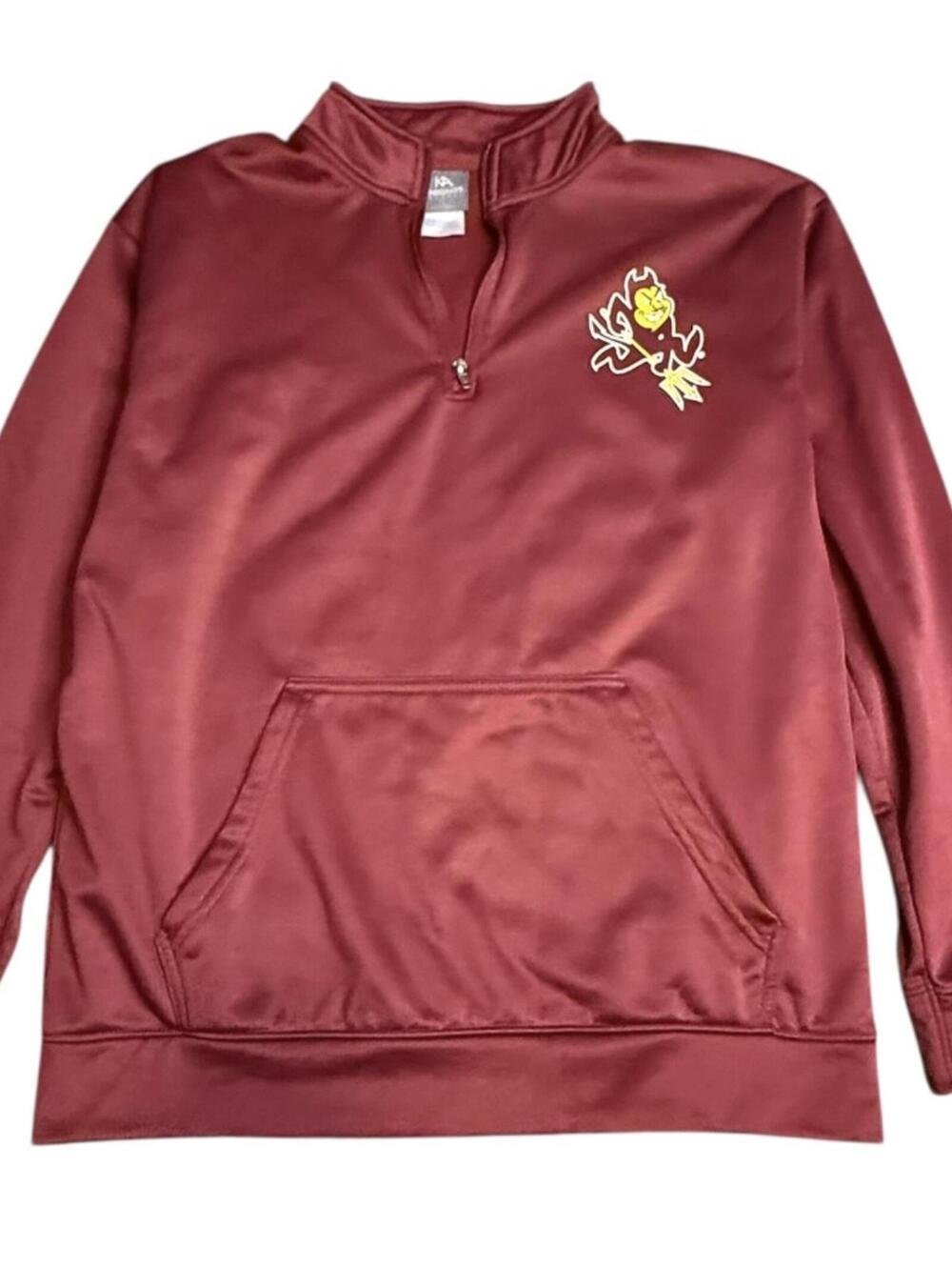 ASU Sun Devils Knights Apparel Maroon Quarter Zip Pullover Sweatshirt L